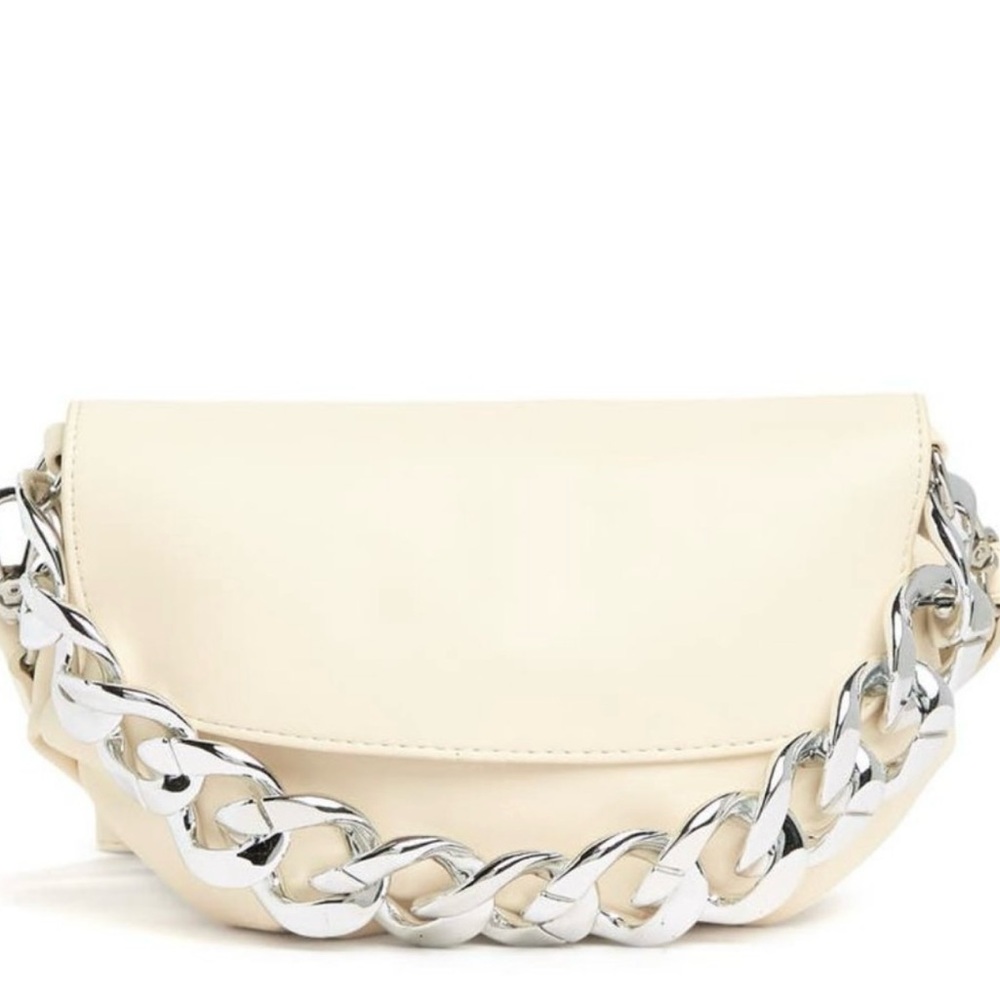 Steve Madden Ruched Cream Belt Bag w/ Chain Detail – M – NWT